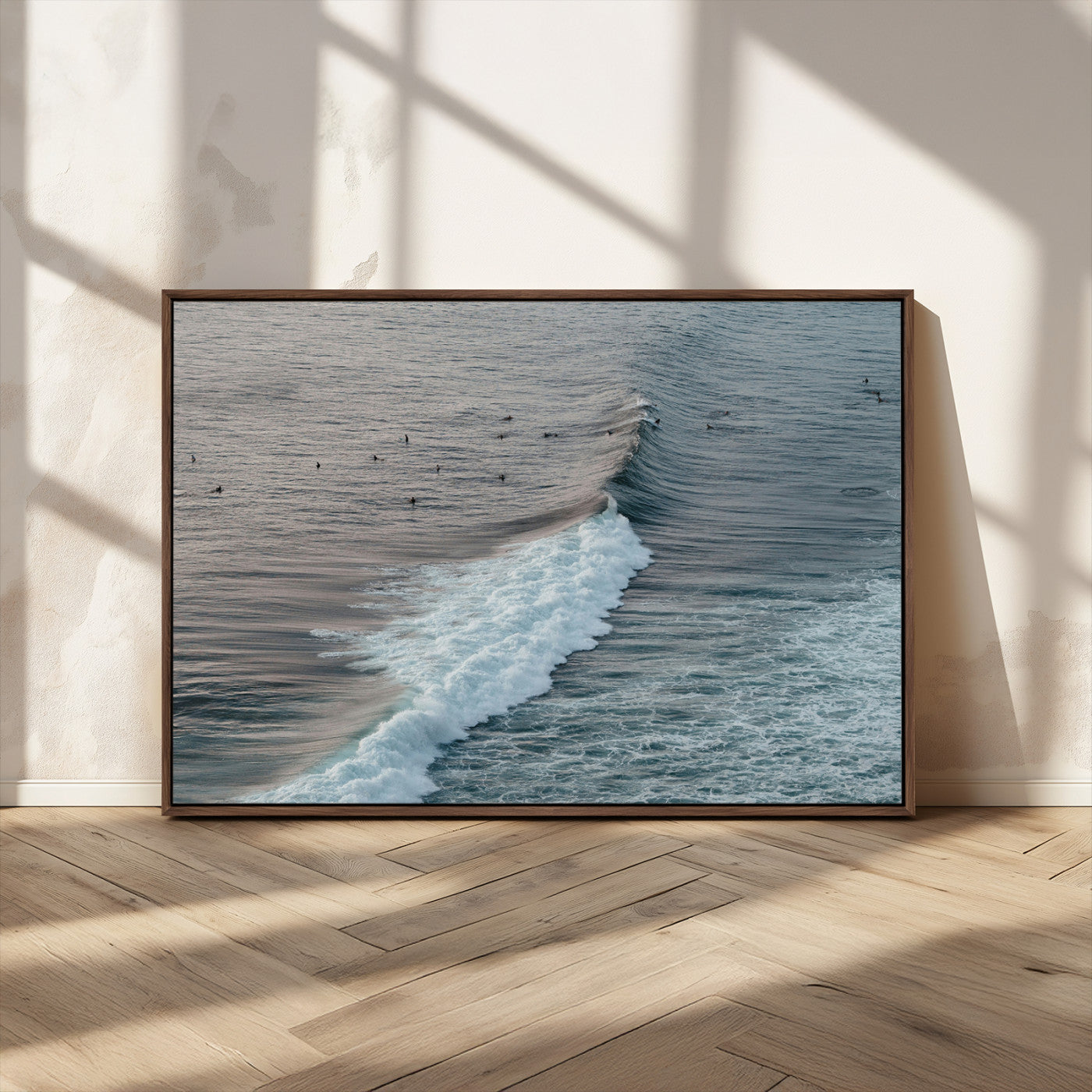 23077324-MGV-CV-36X24-Ocean Waves Wall Art Canvas Print, Framed Coastal Serenity Art Picture Print, Surf Aesthetic Perfect Modern Coastal Decor Artwork