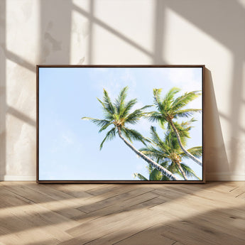 54719115-MGV-CV-36X24-Palm Trees Wall Art Canvas Print, Framed Tropical Aesthetic Art Picture Print, Coastal Serenity Perfect Tropical Minimalist Decor