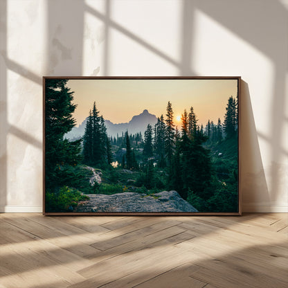 66397982-MGV-CV-36X24-Mountain Landscape Wall Art Canvas Print, Framed Forest Serenity Art Picture Print, Mountain Landscape Perfect Rustic Wilderness