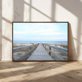 31602988-MGV-CV-36X24-Beach Boardwalk Wall Art Canvas Print, Framed Coastal Serenity Art Picture Print, Ocean View Perfect Coastal Minimalist Decor