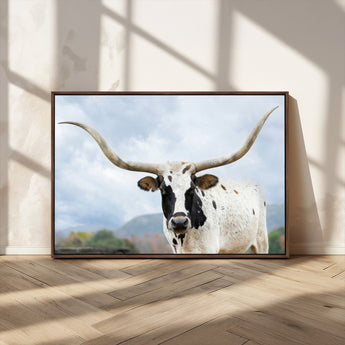 63592811-MGV-CV-36X24-Texas Longhorn Wall Art Canvas Print, Framed Western Rustic Art Picture Print, Farmhouse Decor Perfect Rustic Farmhouse Decor