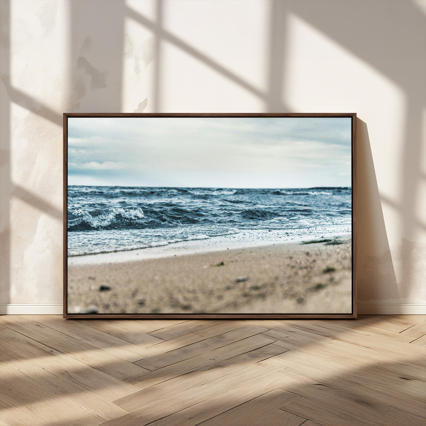 81812590-MGV-CV-36X24-Ocean Wall Art Wall Art Canvas Print, Framed Coastal Canvas Art Picture Print, Moody Seascape Perfect Coastal Minimalist Decor