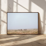 14761944-MGV-FC-36X24_Walnut-Foggy Plains Wall Art Canvas Print, Framed Horseback Riders Art Picture Print, Rustic Western Perfect Rustic Western Decor Artwork