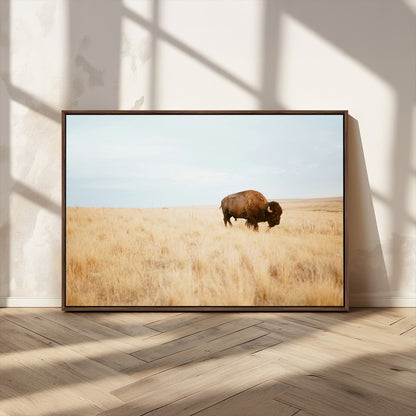 61392510-MGV-CV-36X24-Buffalo Wall Art Wall Art Canvas Print, Framed Western Wildlife Decor Art Picture Print, Rustic Farmhouse Art Perfect Rustic