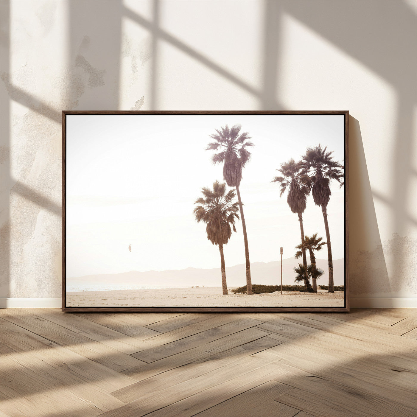 48255923-MGV-CV-36X24-Coastal Light Wall Art Canvas Print, Framed Relaxing Shoreline Art Picture Print, Minimalist Ocean Perfect Tropical Serenity Decor