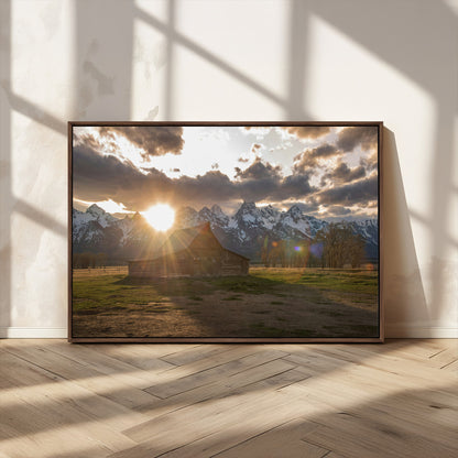 52555760-MGV-CV-36X24-Snowy Peaks Wall Art Canvas Print, Framed Nature Escape Art Picture Print, Rustic Charm Perfect Rustic Western Decor Artwork