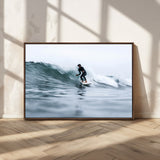 11693607-MGV-CV-36X24-Surfer on Wave Wall Art Canvas Print, Framed Ocean Adventure Art Picture Print, Motion Blur Water Perfect Coastal Adventure Decor