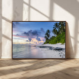 75045485-MGV-CV-36X24-Tropical Beach Wall Art Canvas Print, Framed Sunset Glow Art Picture Print, Palm Tree Coast Perfect Tropical Coastal Decor Artwork