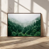 45265379-MGV-CV-36X24-Misty Forest Wall Art – Green Mountain Pine Tree Landscape Canvas Print, Nature Photography Artwork Home Decor for Bedroom, Living
