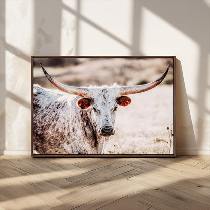 72388892-MGV-CV-36X24-Texas Longhorn Wall Art – Rustic Western Canvas Print, Cowboy Style Farmhouse Bull Artwork for Living Room, Ranch, Office or Man
