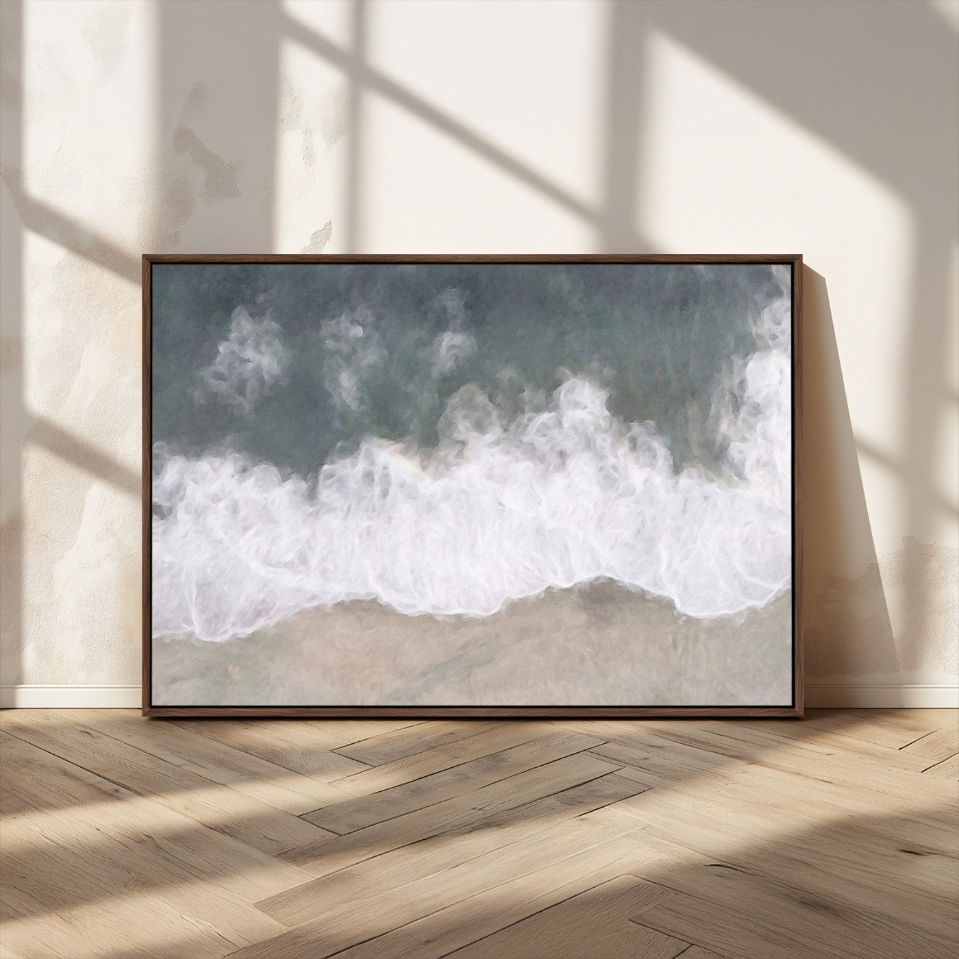 10072982-MGV-CV-36X24-Abstract Ocean Wave Wall Art – Coastal Beach Canvas Print, Minimalist Seascape Painting, Modern Ocean Inspired Artwork for Living