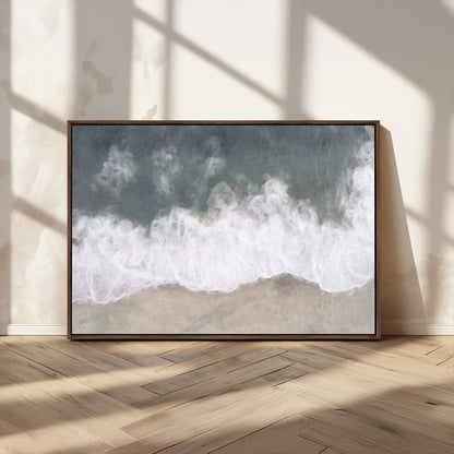 10072982-MGV-CV-36X24-Abstract Ocean Wave Wall Art – Coastal Beach Canvas Print, Minimalist Seascape Painting, Modern Ocean Inspired Artwork for Living