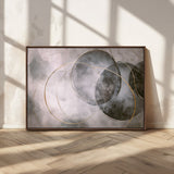 20066876-MGV-CV-36X24-Neutral Abstract Circle Wall Art – Modern Gray Beige Gold Canvas Print, Minimalist Geometric Painting for Bedroom, Living Room,