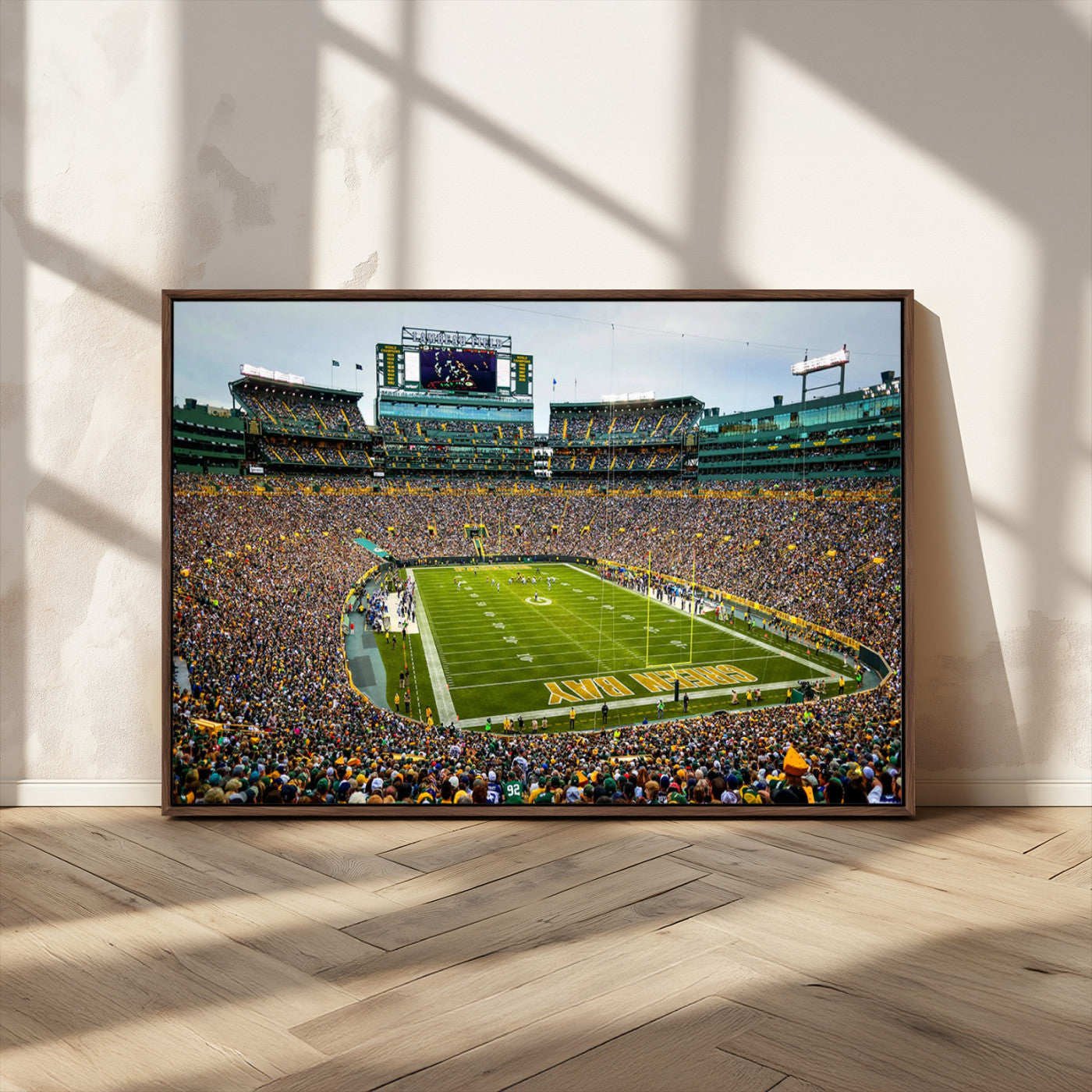 96617112-MGV-CV-36X24-Lambeau Field Wall Art – Green Bay Packers NFL Football Stadium Canvas Print – Game Day Crowd Sports Decor for Man Cave, Bar, or