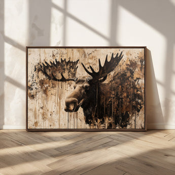 83505059-MGV-CV-36X24-Majestic Moose Wall Art – Rustic Animal Canvas Painting – Wilderness Wildlife Decor with Earthy Tones for Cabin, Lodge, Farmhouse,