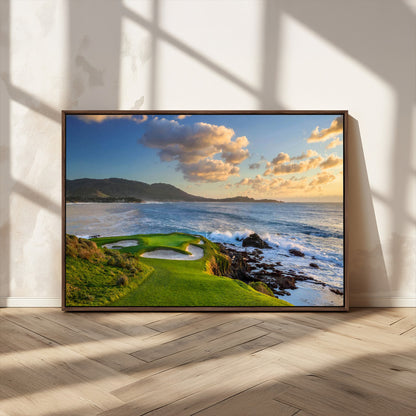 50107048-MGV-CV-36X24-Golf Course Wall Art – Coastal Ocean View Canvas Print, Scenic Fairway Landscape Decor for Office, Man Cave, Bedroom, or Living