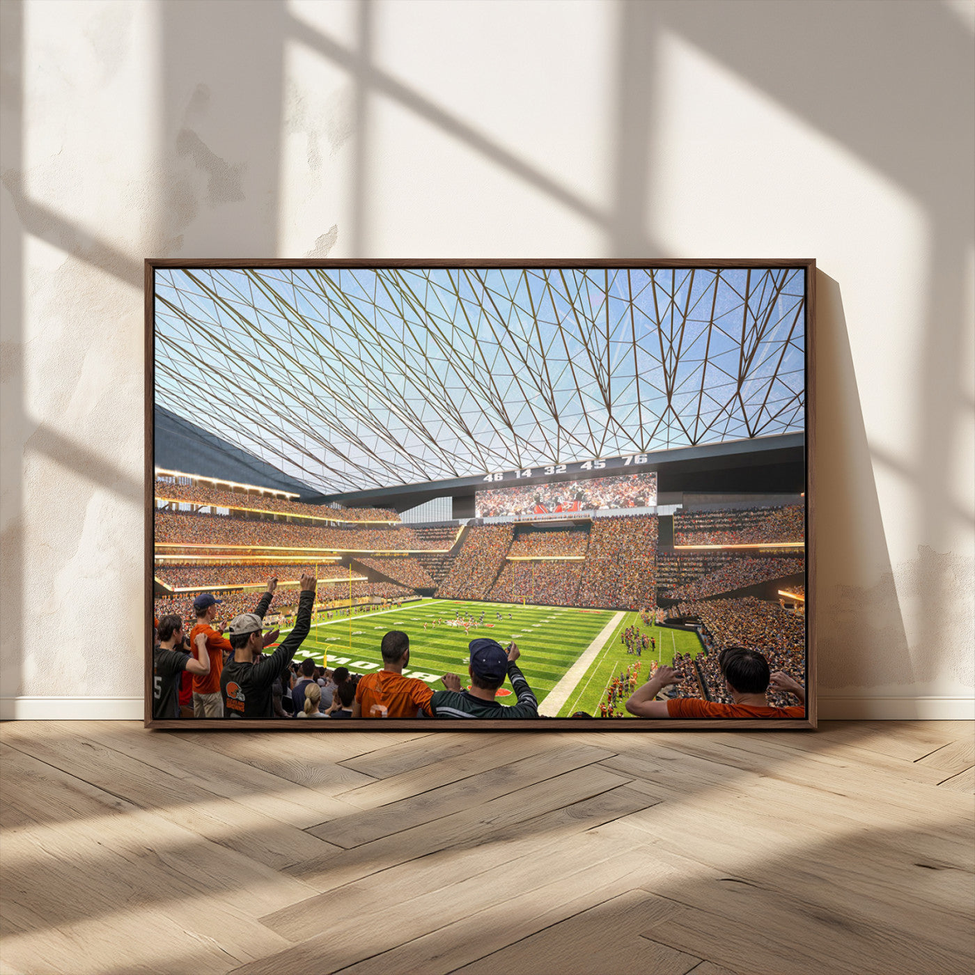 81960112-MGV-CV-36X24-Futuristic Football Stadium Wall Art – Modern Dome Arena Canvas Print, Chicago Bears Concept Design Sports Decor for Man Cave or