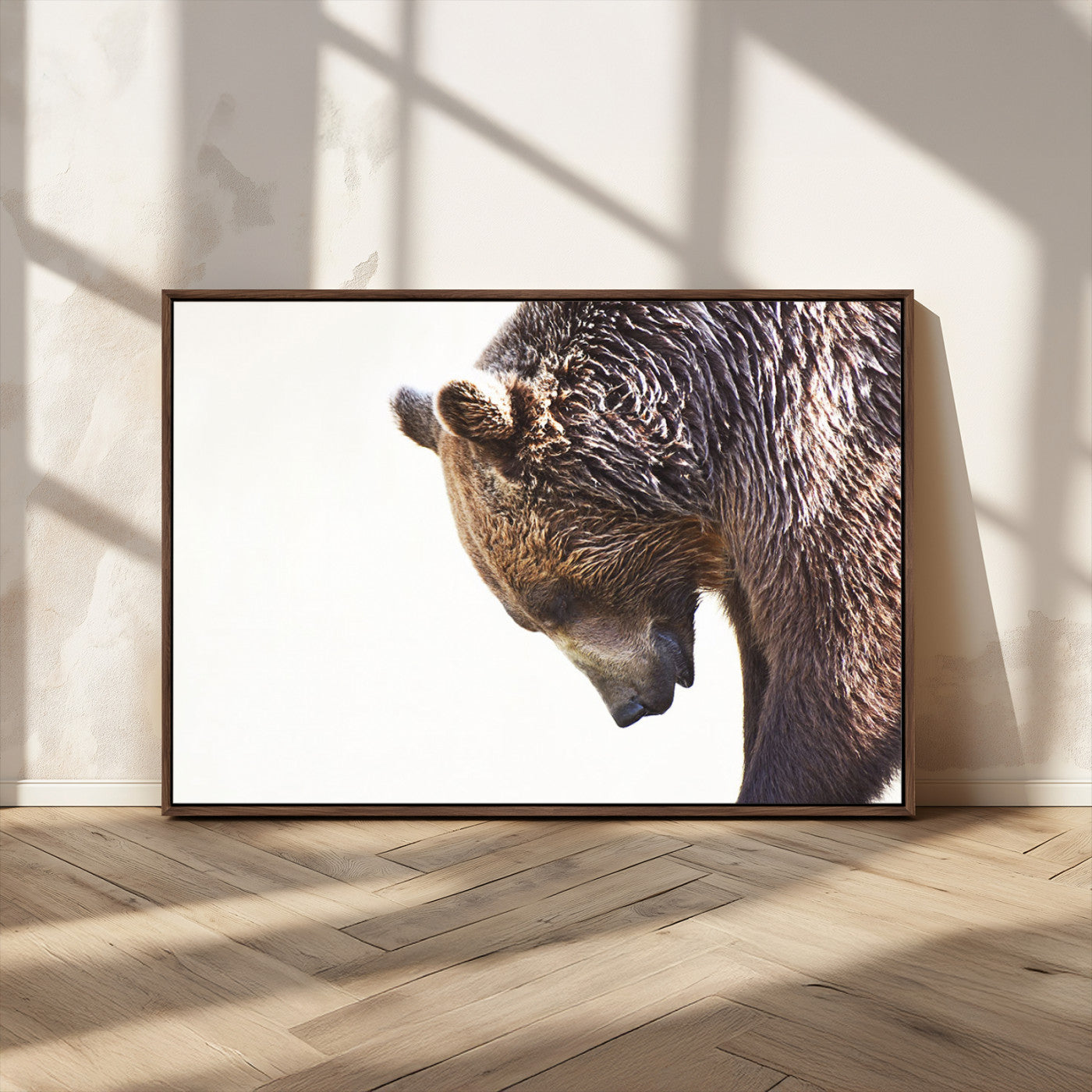 14405507-MGV-CV-36X24-Grizzly Bear Canvas Wall Art – Framed Wildlife Nature Decor, Large Brown Bear Profile Canvas Print for Living Room, Office, or