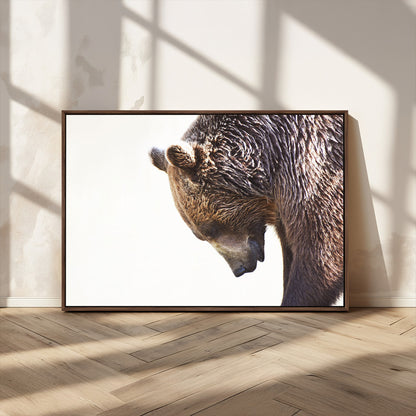 14405507-MGV-CV-36X24-Grizzly Bear Canvas Wall Art – Framed Wildlife Nature Decor, Large Brown Bear Profile Canvas Print for Living Room, Office, or