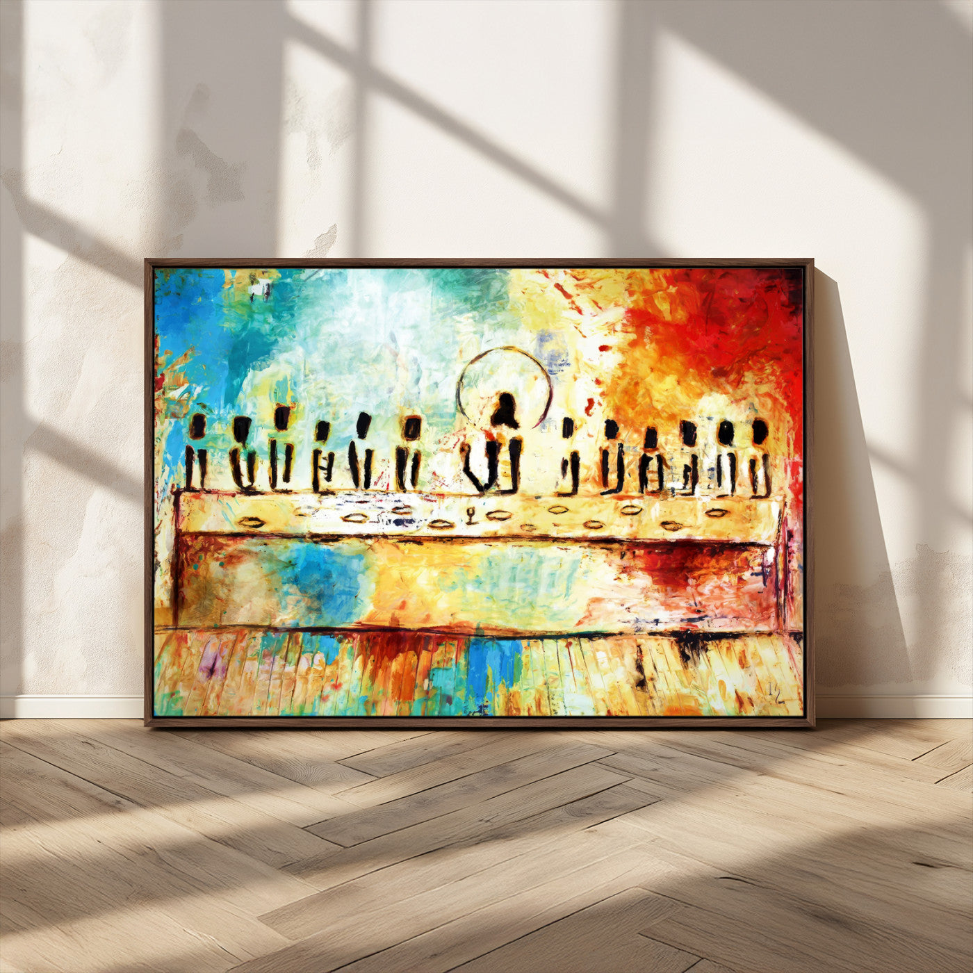 YKE34632598CR-MGV-CV-36X24-Abstract Last Supper with Apostles Wall Art Canvas Print