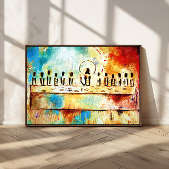YKE34632598CR-MGV-CV-36X24-Abstract Last Supper with Apostles Wall Art Canvas Print