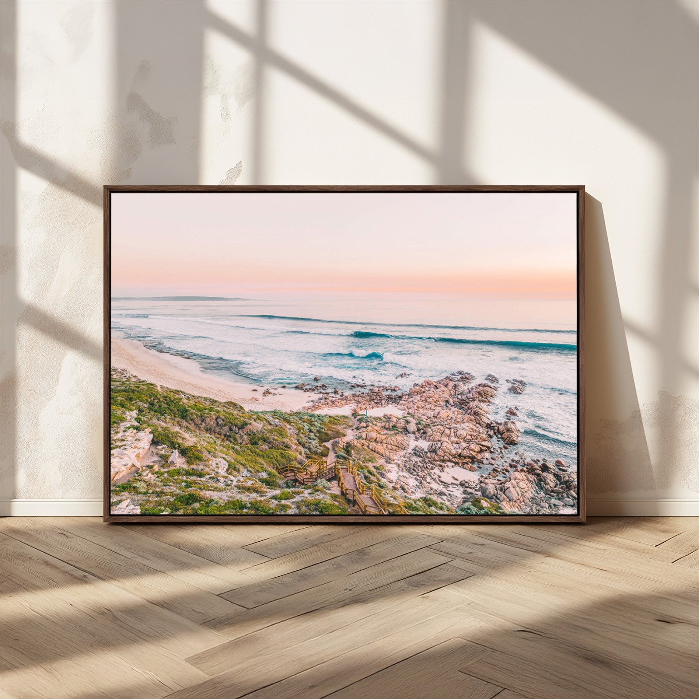 27332135-MGV-CV-36X24-Coastal Sunset Wall Art – Ocean Waves and Rocky Shore Canvas Print, Scenic Seaside Photography Decor for Bedroom, Living Room,