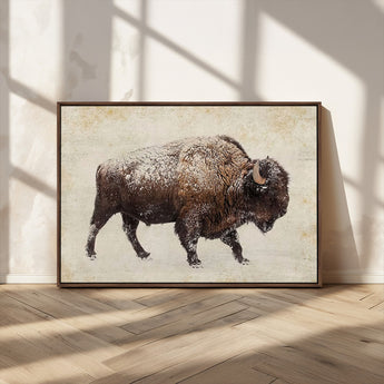 54810031-MGV-CV-36X24-Western Wall Art – Snow Covered Bison Canvas Print, Rustic Wildlife Photography Decor for Bedroom, Living Room, Office, Lodge,