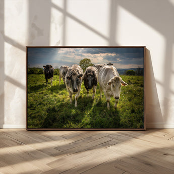 67277447-MGV-FC-36X24_Walnut-Farmhouse Wall Art – Herd of Cows Canvas Print, Rustic Country Pasture Photography Decor for Bedroom, Living Room, Office, Ranch,