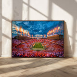 94266219-MGV-FC-36X24_Walnut-Neyland Stadium Wall Art – Tennessee Volunteers Checkerboard Game Day Canvas Print, College Football Fireworks Decor for Man Cave