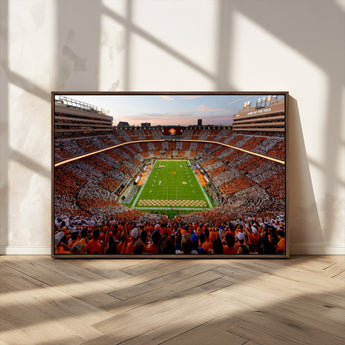 37160229-MGV-CV-36X24-Tennessee Volunteers Wall Art – Neyland Stadium Sunset Checkerboard Game Canvas Print, Vols Football Panorama Sports Decor