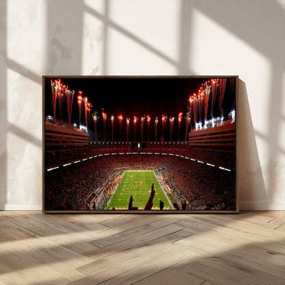 73358115-MGV-CV-36X24-Neyland Stadium Wall Art – Panoramic Tennessee Volunteers Night Game Canvas Print, Fireworks Football Celebration Sports Decor for