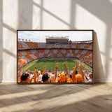 76011417-MGV-FC-36X24_Walnut-Neyland Stadium Wall Art – Panoramic Tennessee Volunteers Checkerboard Crowd Canvas Print, Day Game Football Celebration Sports