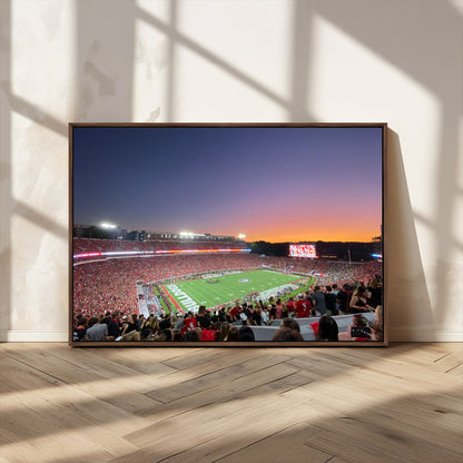 25139565-MGV-CV-36X24-Sanford Stadium Wall Art – Panoramic Georgia Bulldogs Sunset Football Game Canvas Print, Red Crowd Sports Decor for Office, Man