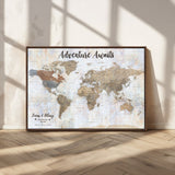 30792405-MGV-CV-36X24-Personalized World Map Wall Art – Rustic Beige Adventure Travel Map with Custom Couple Names, Vintage Wall Decor for Home or