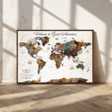 67029173-MGV-CV-36X24-Personalized World Map Wall Art – Colorful Vintage Adventure Travel Map with Custom Couple Names, Rustic Wall Decor for Home,