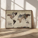 78610079-MGV-CV-36X24-Personalized World Map Wall Art – Vintage Rustic Travel Map with Custom Family Name, Adventure Wall Decor for Home, Family Gift or
