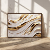 41237-MGV-CV-36X24-Gold Waves Wall Art Canvas Print, Framed Elegant Flow Art Picture Print, Luxury Layers Perfect Minimal Luxe Decor Artwork