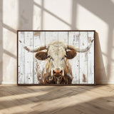 10840-MGV-CV-36X24-Texas Longhorn Wall Art Canvas Print, Framed Rustic Bull Art Picture Print, Western Cattle Perfect Rustic Western Decor Artwork