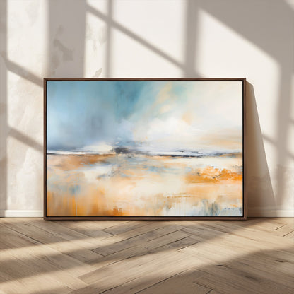 12135-MGV-CV-36X24-Soft Horizon Wall Art Canvas Print, Framed Golden Field Art Picture Print, Dreamy Horizon Perfect Minimalist Earthy Decor Artwork