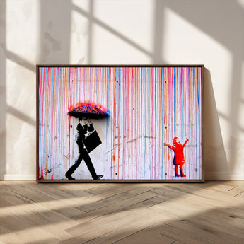 69505-MGV-CV-36X24-Graffiti Girl Wall Art Canvas Print, Framed Urban Contrast Art Picture Print, Vibrant Graffiti Perfect Urban Pop Decor Artwork