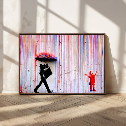 69505-MGV-CV-36X24-Graffiti Girl Wall Art Canvas Print, Framed Urban Contrast Art Picture Print, Vibrant Graffiti Perfect Urban Pop Decor Artwork