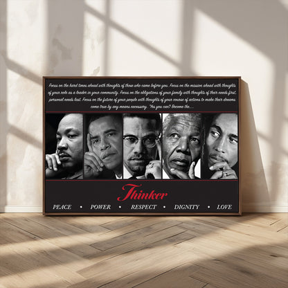 45112-MGV-CV-36X24-Black Icons Wall Art Canvas Print, Framed Thinker Art Picture Print, Motivational Quote Perfect Cultural Modern Decor Artwork