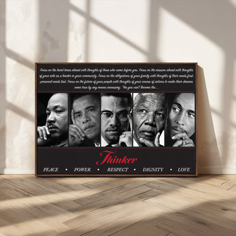 45112-MGV-CV-36X24-Black Icons Wall Art Canvas Print, Framed Thinker Art Picture Print, Motivational Quote Perfect Cultural Modern Decor Artwork