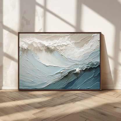 53646-MGV-CV-36X24-Ocean Wave Wall Art Canvas Print, Framed Textured Seascape Art Picture Print, Modern Ocean Perfect Minimal Coastal 2/2 Decor