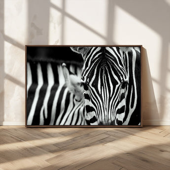 43631-MGV-CV-36X24-Zebra Wall Art – Black & White Safari Wildlife Canvas Print, Modern Animal Photography Decor for Living Room, Office, or Bedroom