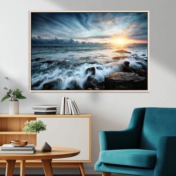 33428-MGV-CV-36X24-Ocean Sunrise Wall Art – Serene Seascape Canvas Print, Coastal Home or Office Decor, Perfect for Living Room, Bedroom, or Study