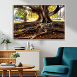 53335-MGV-CV-36X24-Majestic Tree with Sprawling Roots Wall Art – Serene Sunlit Park Scene, Nature Canvas Print, Perfect for Living Room, Office or