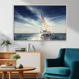 75430-MGV-CV-36X24-Sailing Boat Wall Art – Dynamic Ocean Yacht Canvas Print, Nautical Decor for Living Room, Office, Beach House or Cabin