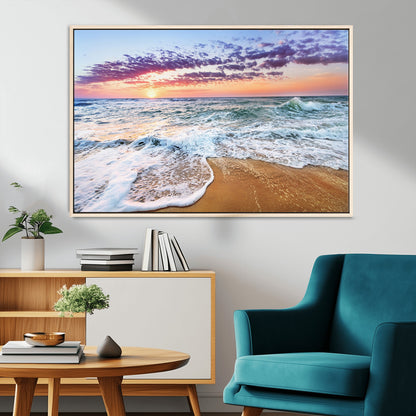 53006-MGV-CV-36X24-Ocean Beach Sunset Wall Art – Vibrant Seascape Canvas Print, Coastal Home Decor for Living Room, Bedroom, Office or Beach House