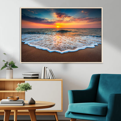 87032-MGV-CV-36X24-Ocean Sunset Wall Art – Stunning Beach Canvas Print with Vibrant Sky, Calm Waves, and Golden Horizon, Perfect Coastal Decor for
